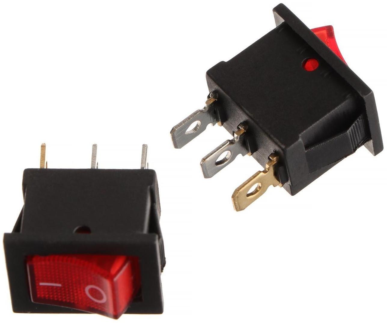 Переключатель красный с подсветкой, 12 В, 15 A, 3 контакта, размер Mini