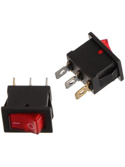 Переключатель красный с подсветкой, 12 В, 15 A, 3 контакта, размер Mini