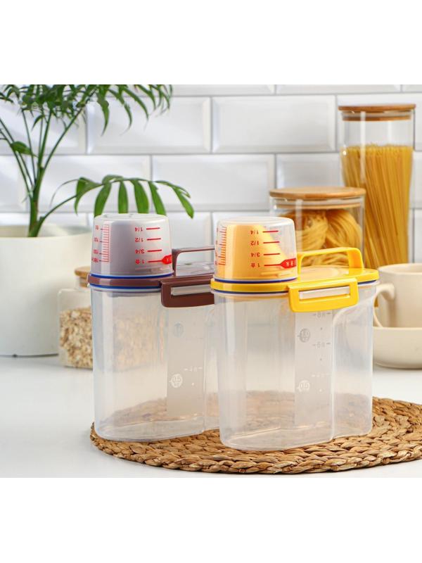 Контейнер пластиковый для хранения сыпучих продуктов с дозатором, 1 кг, 17×10,5×22 см, цвет прозрачный