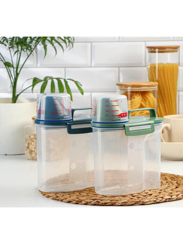 Контейнер пластиковый для хранения сыпучих продуктов с дозатором, 1 кг, 17×10,5×22 см, цвет прозрачный