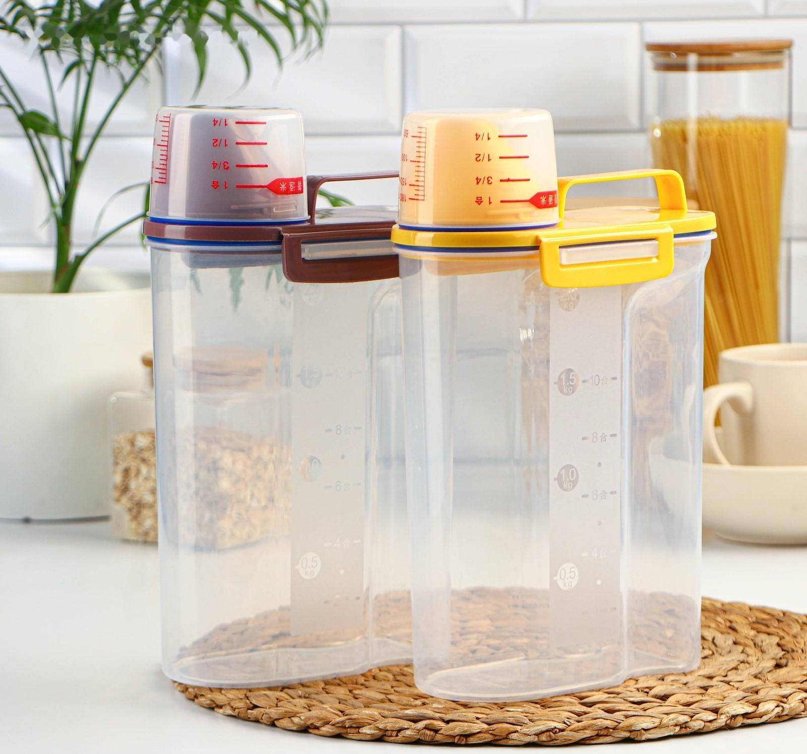 Контейнер пластиковый для хранения сыпучих продуктов с дозатором, 2 кг, 17×10,5×29 см, цвет прозрачный