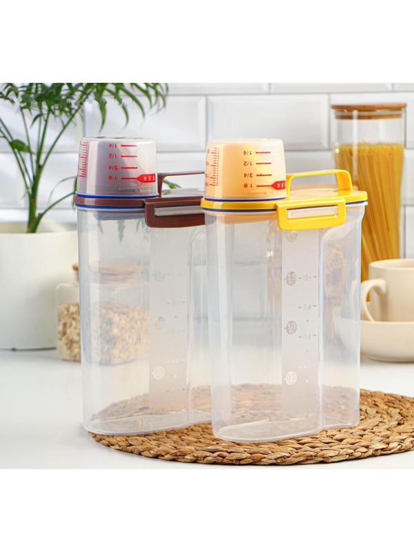 Контейнер пластиковый для хранения сыпучих продуктов с дозатором, 2 кг, 17×10,5×29 см, цвет прозрачный