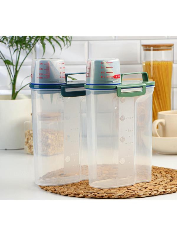 Контейнер пластиковый для хранения сыпучих продуктов с дозатором, 2 кг, 17×10,5×29 см, цвет прозрачный