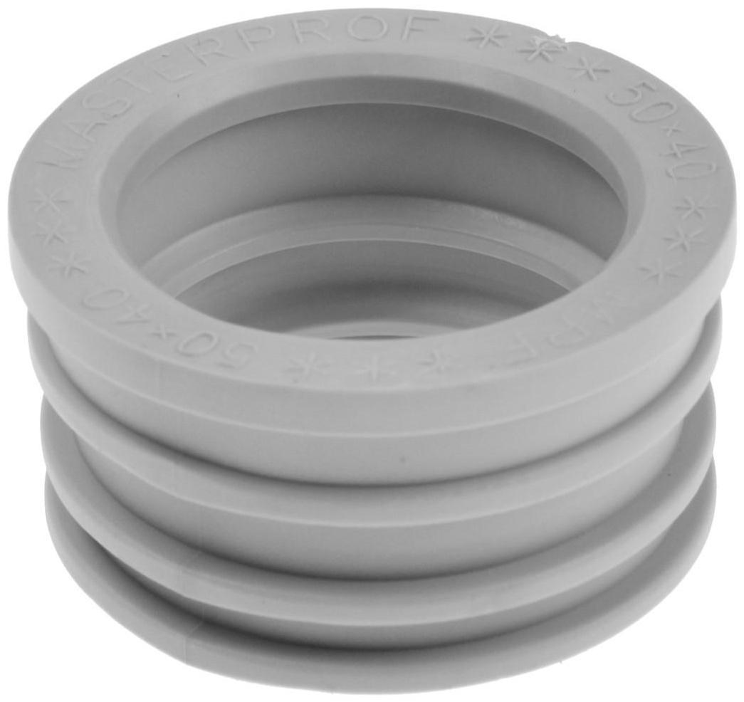 Манжета переходная MasterProf, d=50х40 мм, для канализационных труб, удлиненная, ТЭП, серая