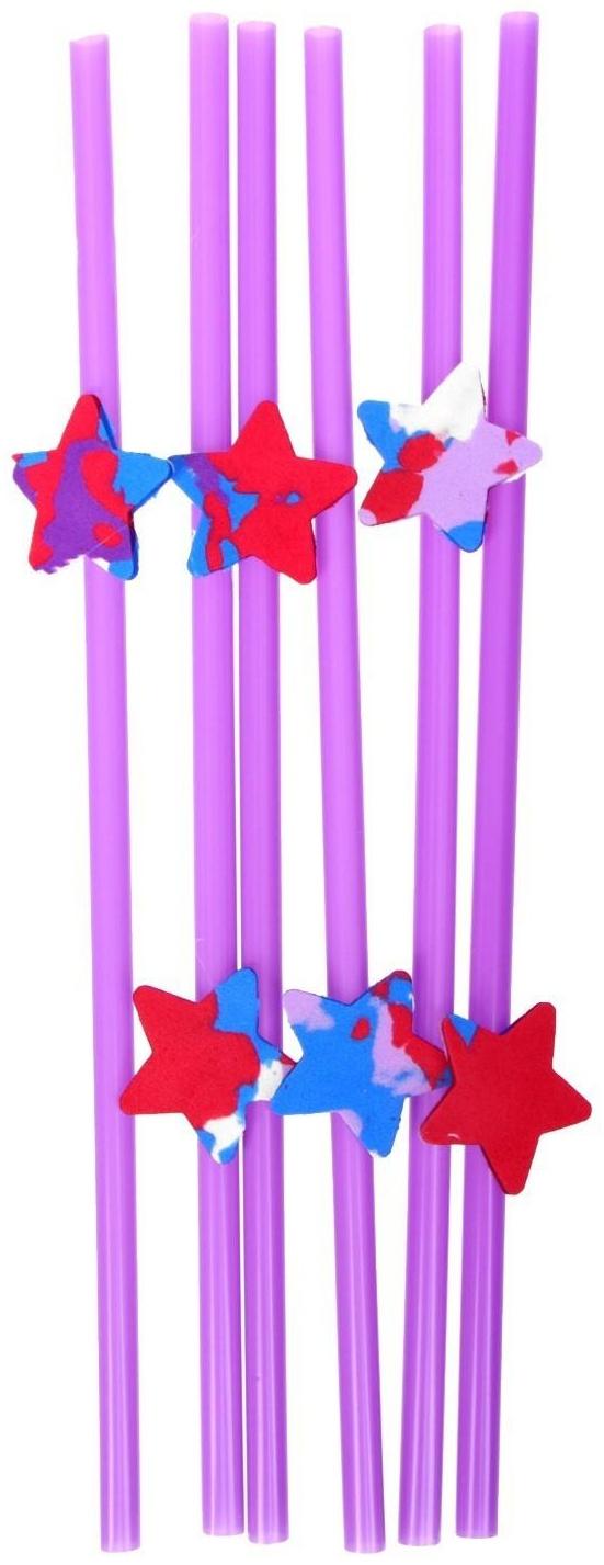 Трубочка для коктейля «Звезда», в наборе 6 штук, цвета МИКС