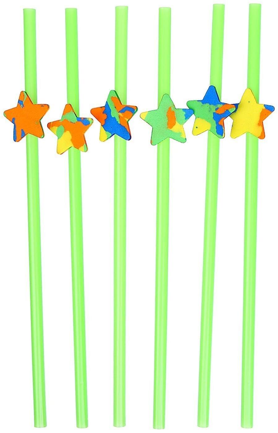 Трубочка для коктейля «Звезда», в наборе 6 штук, цвета МИКС