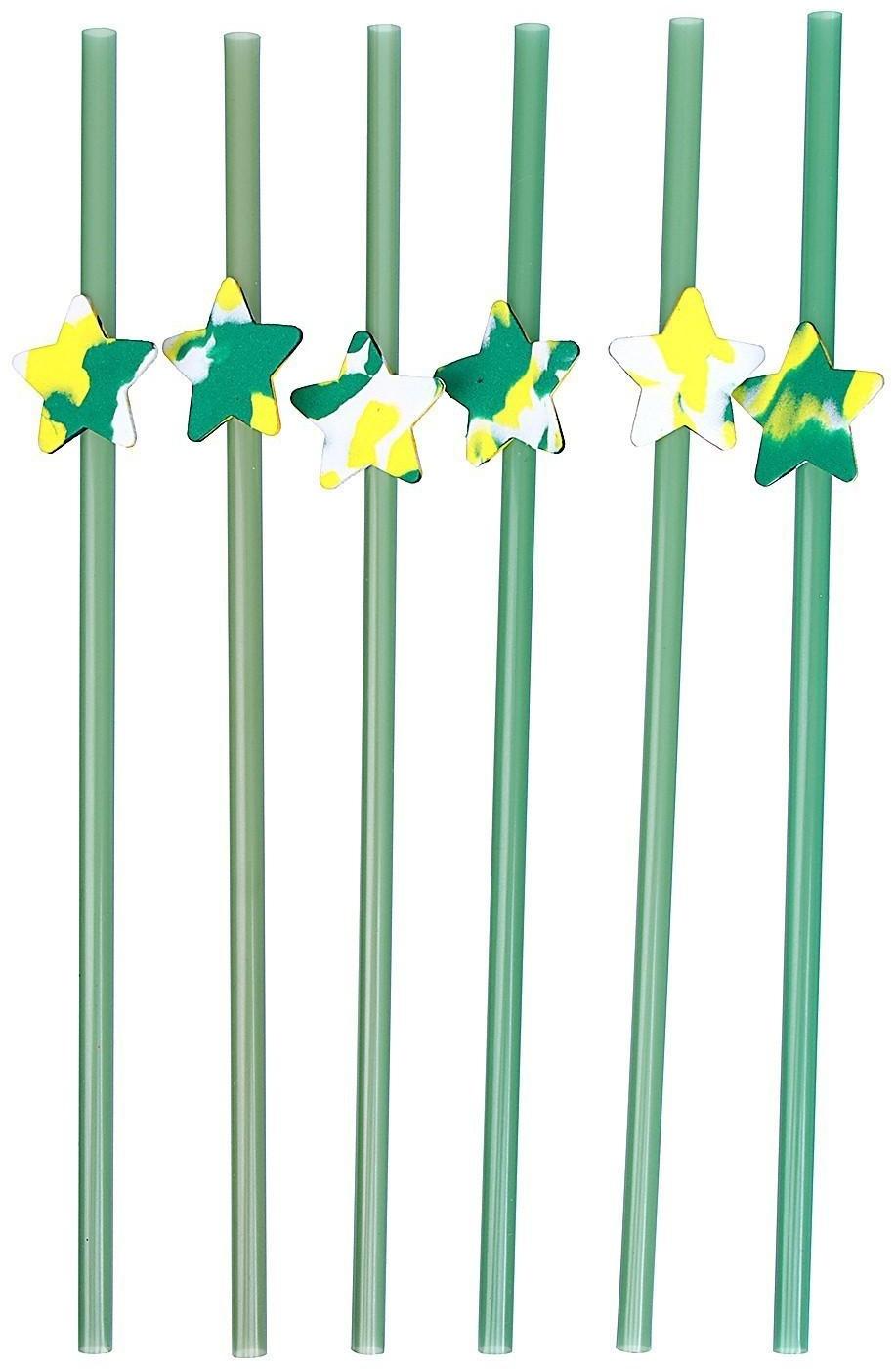Трубочка для коктейля «Звезда», в наборе 6 штук, цвета МИКС