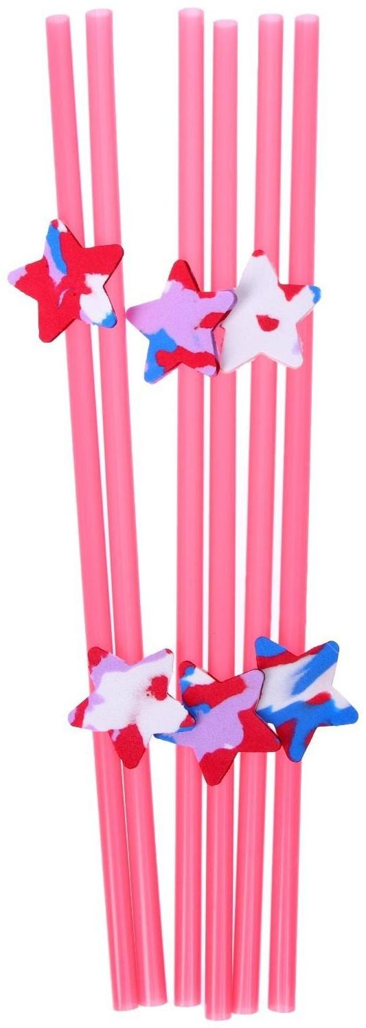 Трубочка для коктейля «Звезда», в наборе 6 штук, цвета МИКС