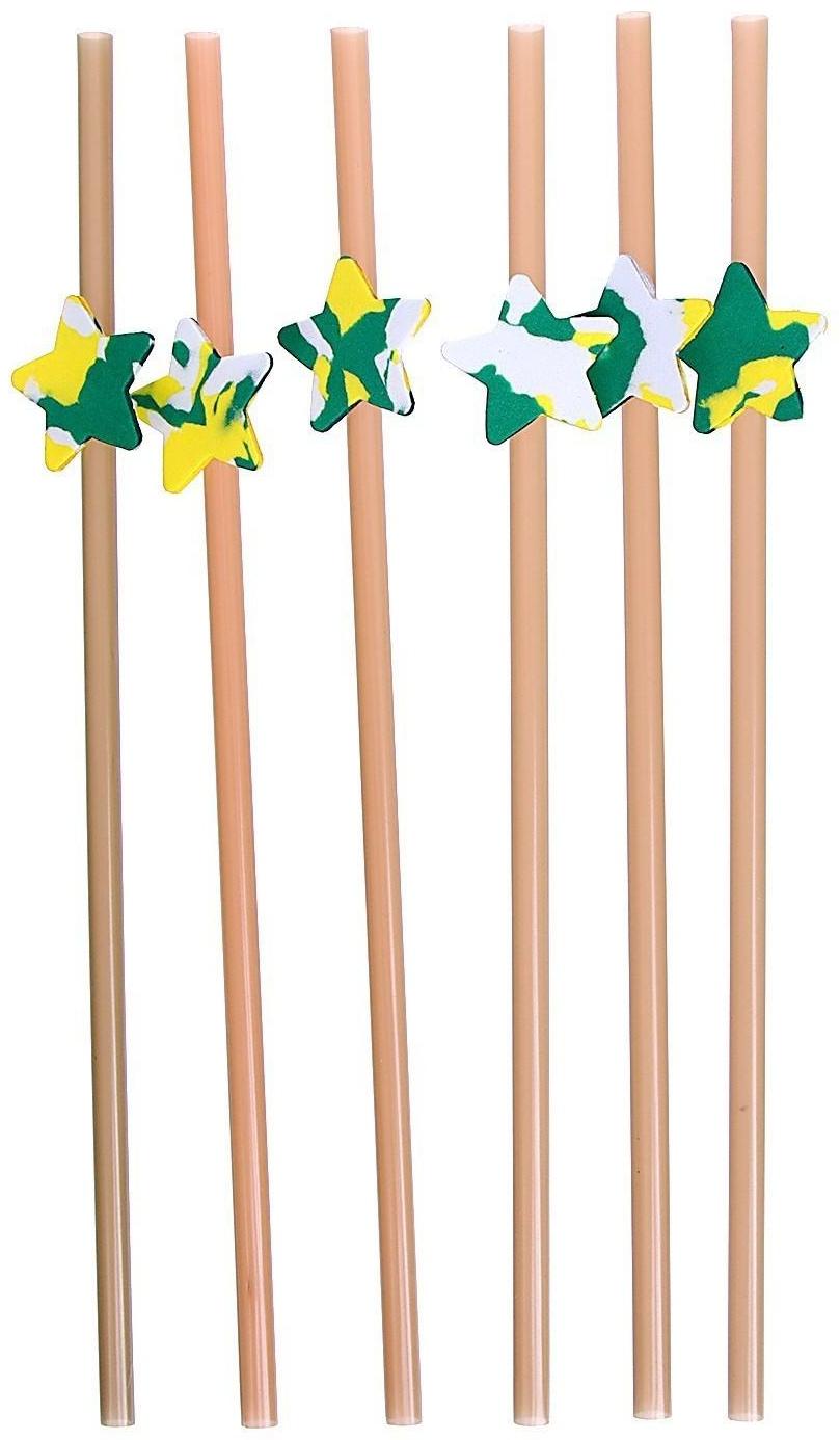 Трубочка для коктейля «Звезда», в наборе 6 штук, цвета МИКС