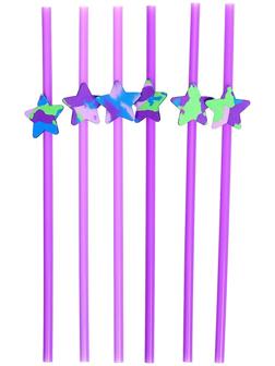 Трубочка для коктейля «Звезда», в наборе 6 штук, цвета МИКС