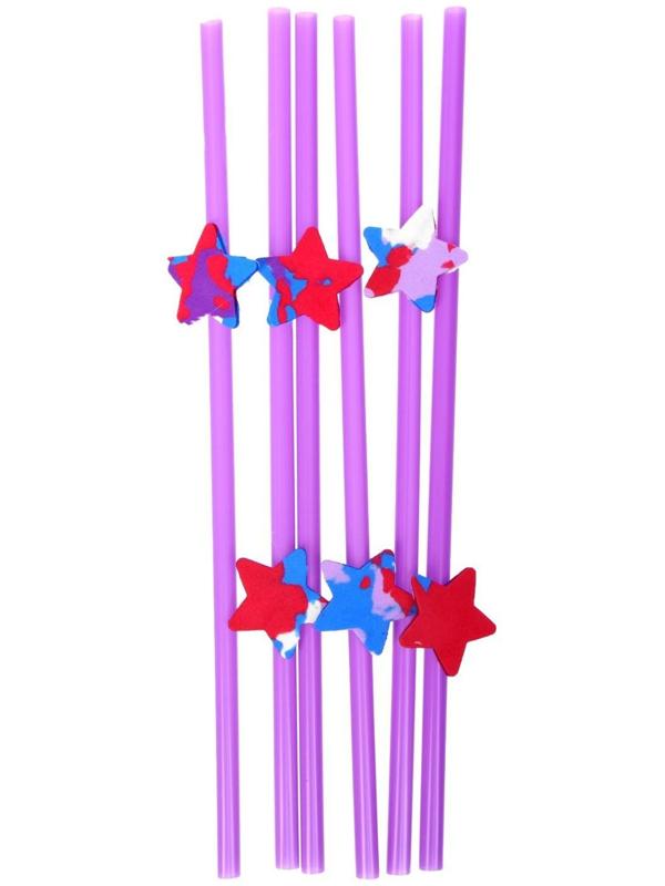 Трубочка для коктейля «Звезда», в наборе 6 штук, цвета МИКС