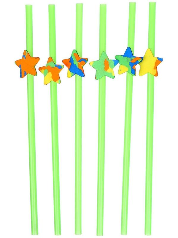 Трубочка для коктейля «Звезда», в наборе 6 штук, цвета МИКС