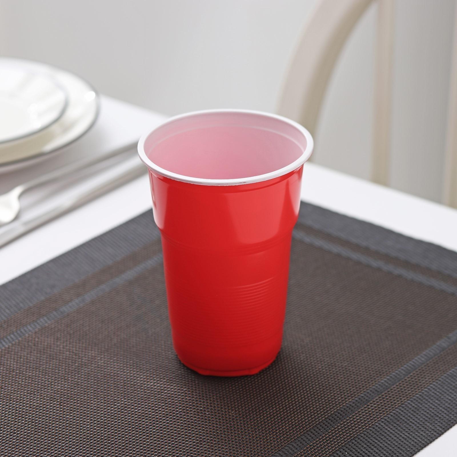 Стаканы одноразовые «Факел Экстра», 500 мл, в наборе 10 шт, цвет красно-белый