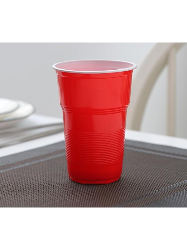 Стакан одноразовый «Факел Экстра», 500 мл, цвет красно-белый