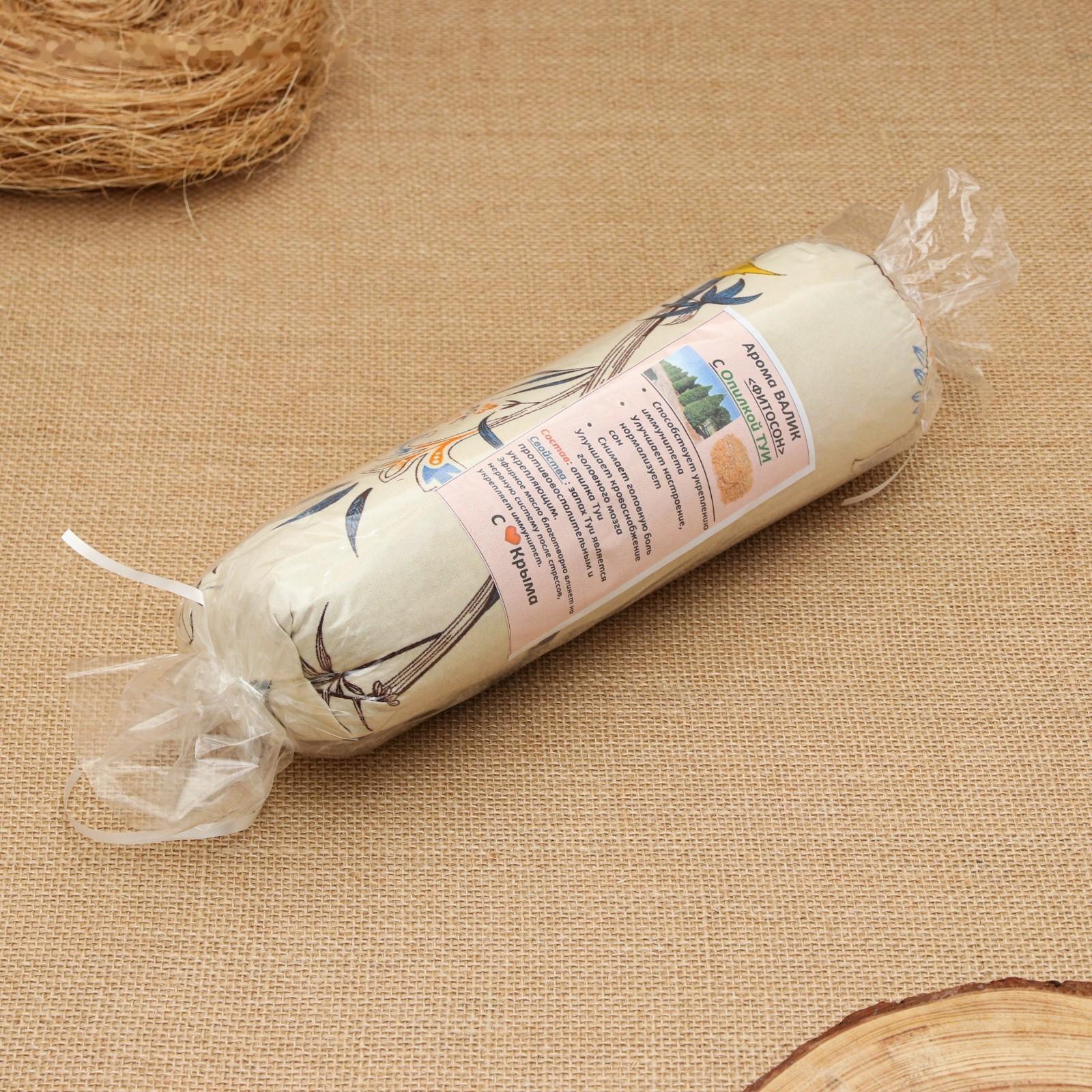 Валик со стружкой туи, сувенирный, 10×28 см, микс