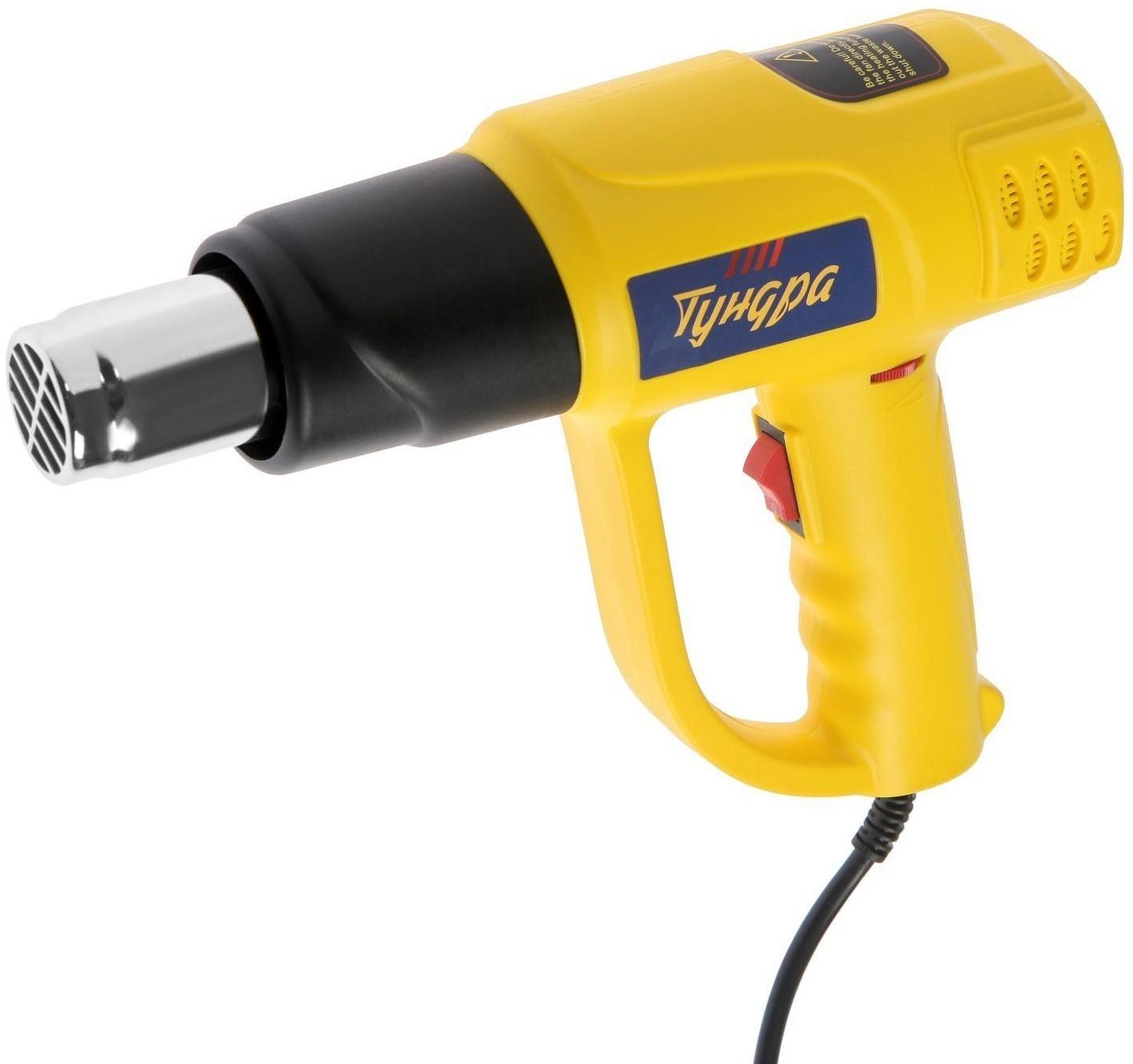 Строительный фен ТУНДРА, 2000 Вт, 250-500 л/мин, плавная регулировка 60-600 °С, ЖК-дисплей