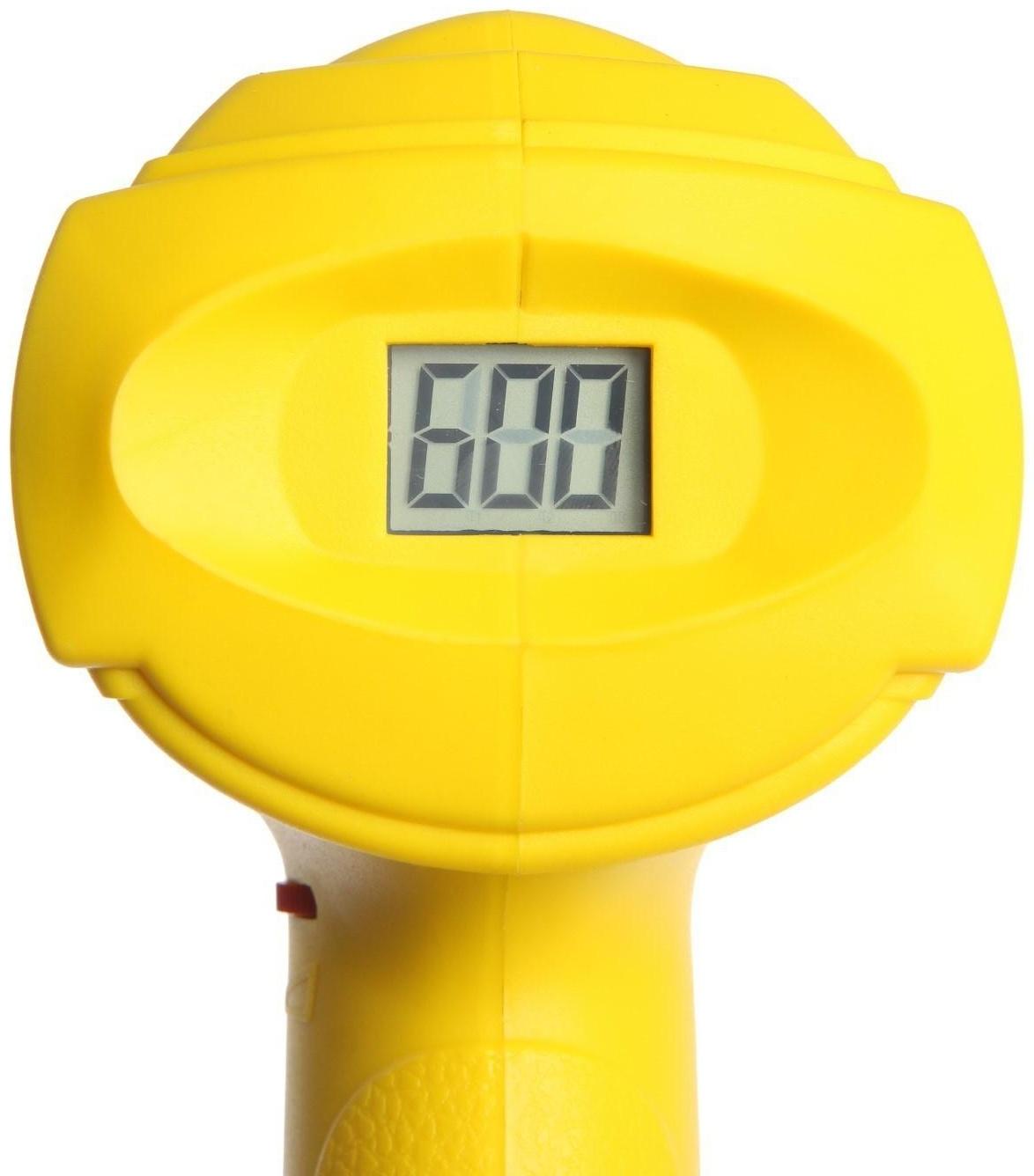 Строительный фен ТУНДРА, 2000 Вт, 250-500 л/мин, плавная регулировка 60-600 °С, ЖК-дисплей