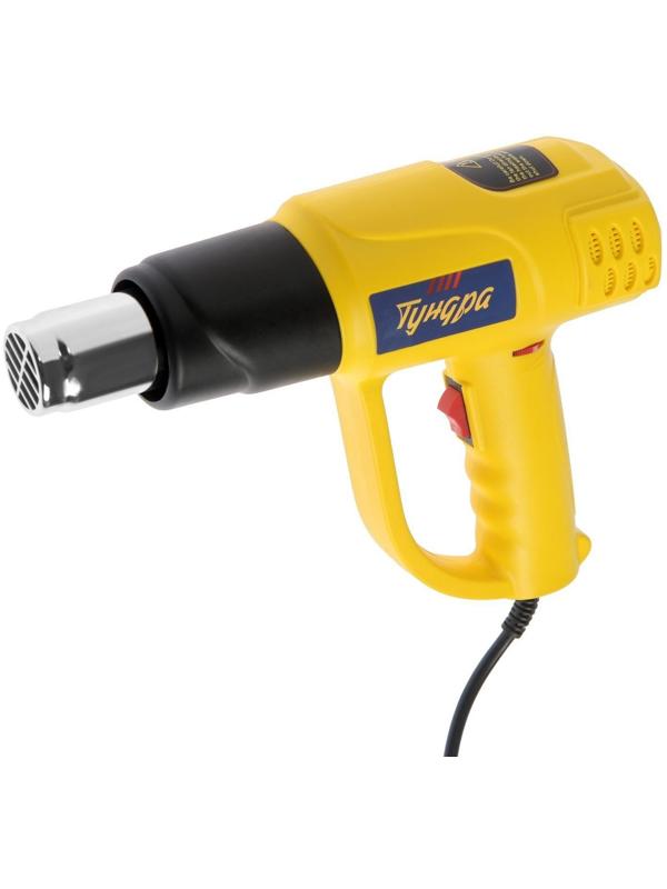 Строительный фен ТУНДРА, 2000 Вт, 250-500 л/мин, плавная регулировка 60-600 °С, ЖК-дисплей