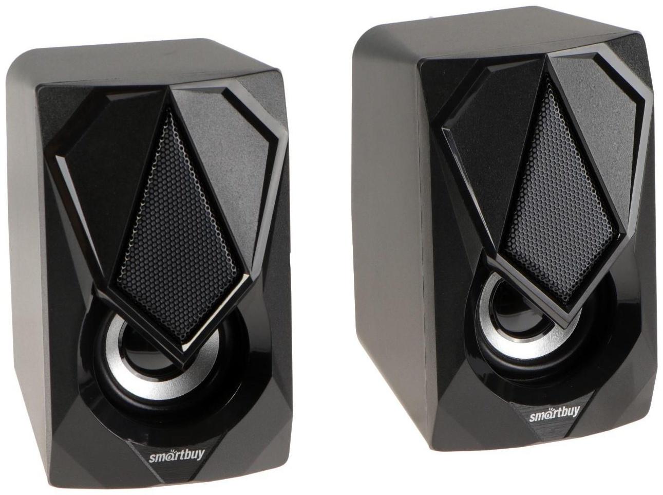 Компьютерные колонки 2.0 SmartBuy REBEL, 6 Вт, USB, подсветка, черные