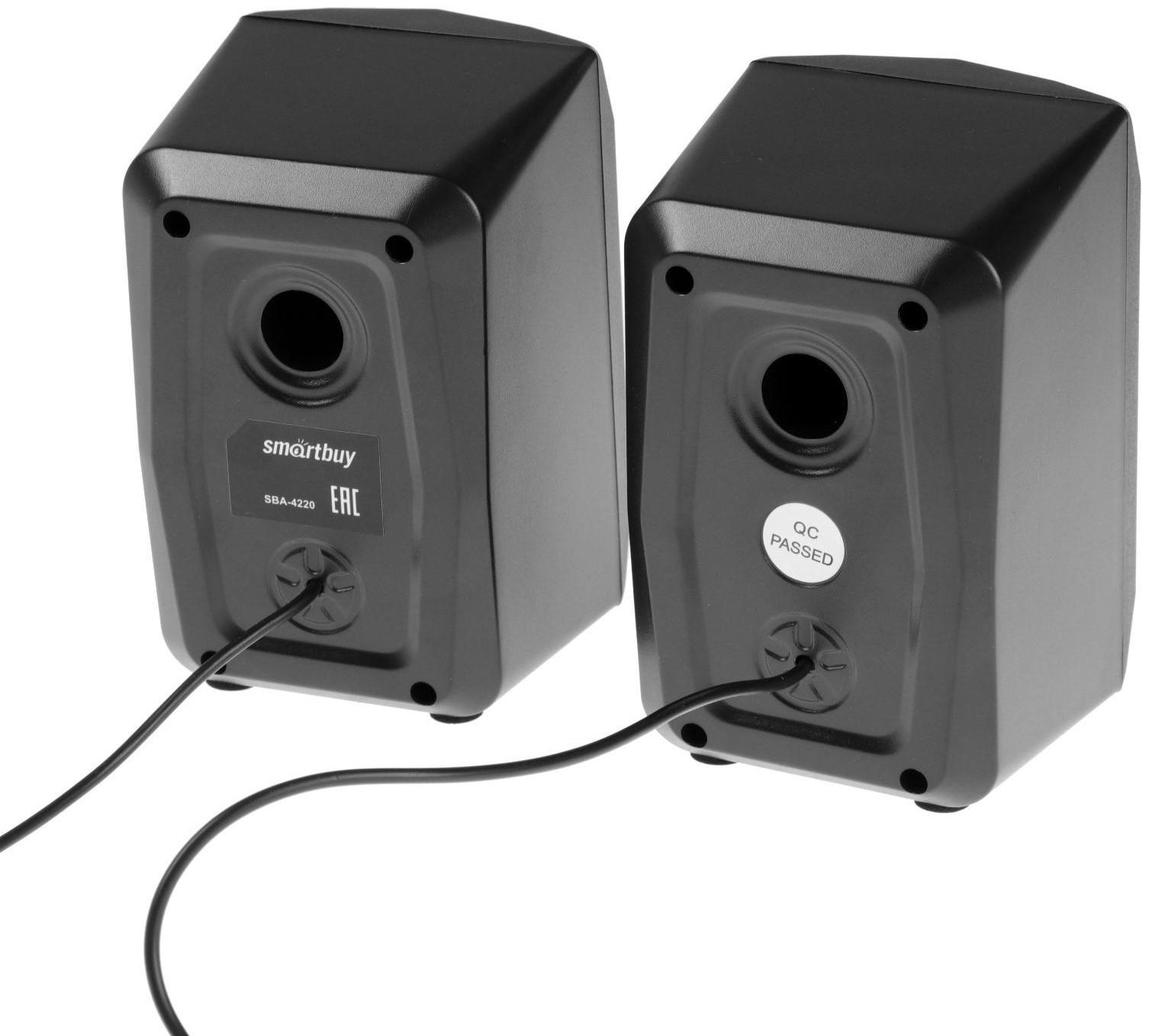 Компьютерные колонки 2.0 SmartBuy REBEL, 6 Вт, USB, подсветка, черные