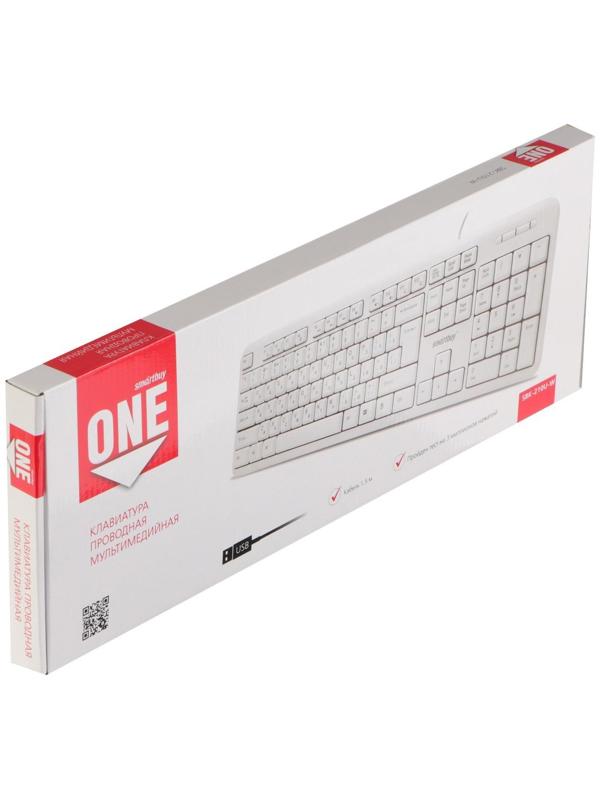 Клавиатура Smartbuy ONE 210, проводная, мембранная, 104 клавиши, USB, белая
