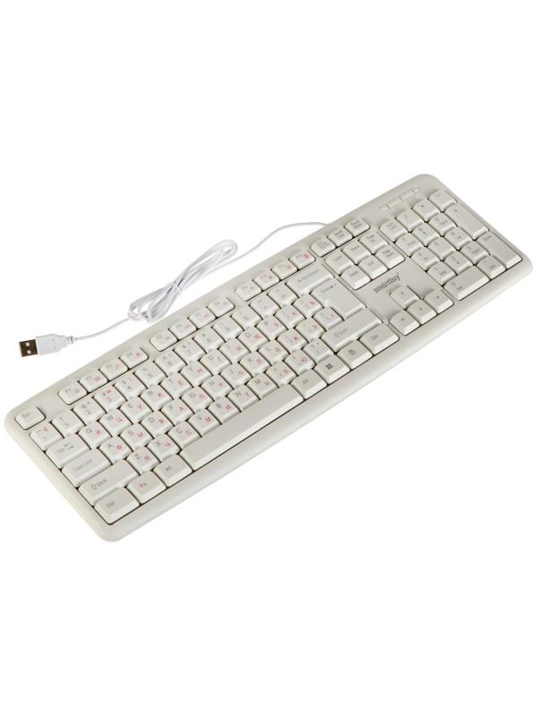 Клавиатура Smartbuy ONE 210, проводная, мембранная, 104 клавиши, USB, белая