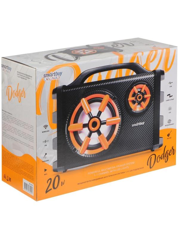Портативная караоке система Smartbuy DODGER, 20 Вт, FM, AUX, USB, BT, Li-Ion 1800 мАч