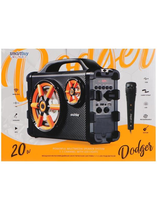 Портативная караоке система Smartbuy DODGER, 20 Вт, FM, AUX, USB, BT, Li-Ion 1800 мАч