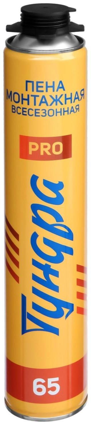 Пена монтажная ТУНДРА PRO, пистолетная, всесезонная, выход 65 л, 850 мл