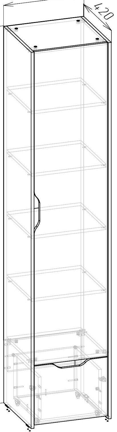 Шкаф-пенал бельевой Мико 440х420х2050 белый/бриллиант/Бетон