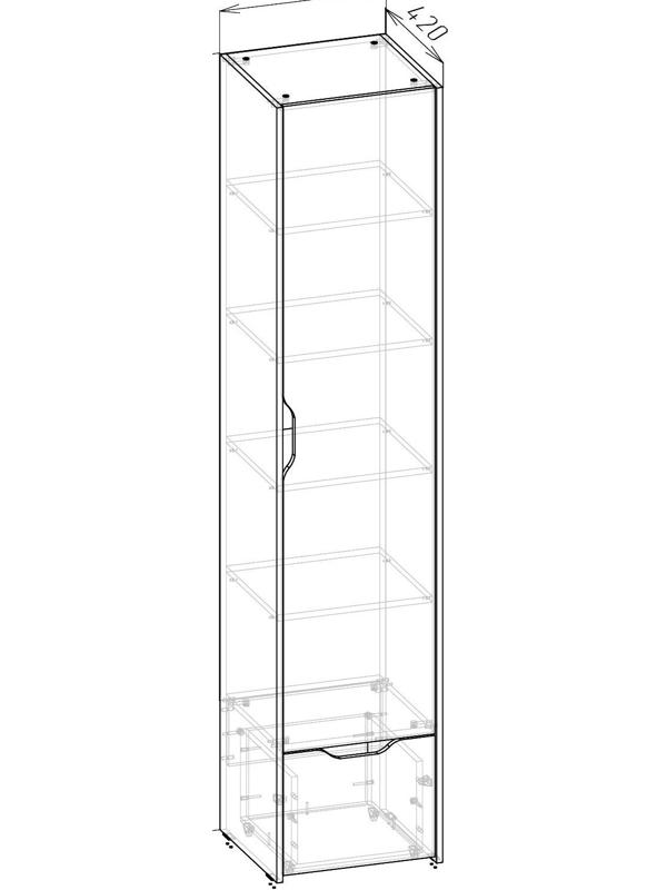 Шкаф-пенал бельевой Мико 440х420х2050 белый/бриллиант/Бетон