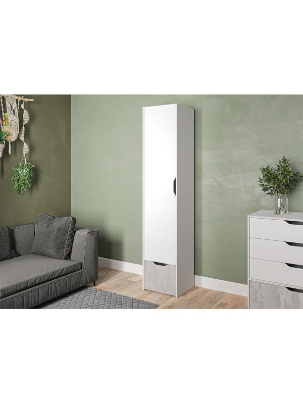 Шкаф-пенал бельевой Мико 440х420х2050 белый/бриллиант/Бетон