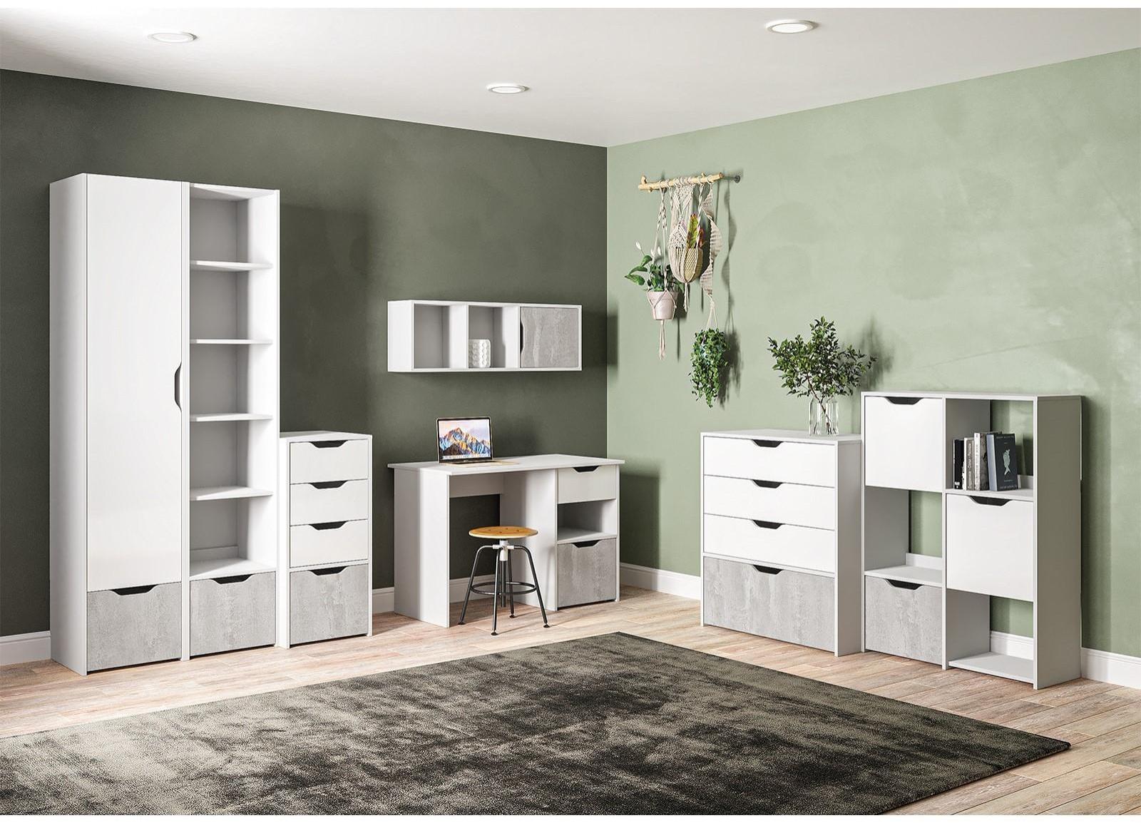 Шкаф-пенал открытый Мико 440х420х2050 бриллиант/Бетон