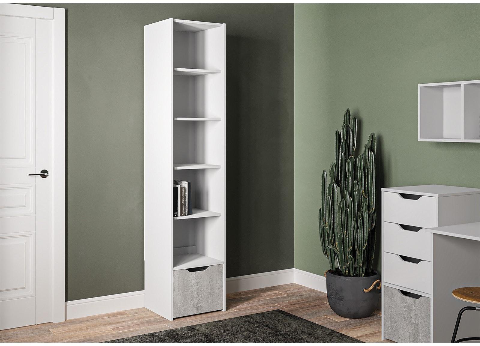 Шкаф-пенал открытый Мико 440х420х2050 бриллиант/Бетон