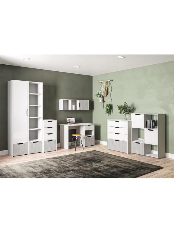 Шкаф-пенал открытый Мико 440х420х2050 бриллиант/Бетон