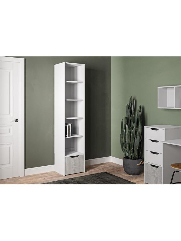 Шкаф-пенал открытый Мико 440х420х2050 бриллиант/Бетон