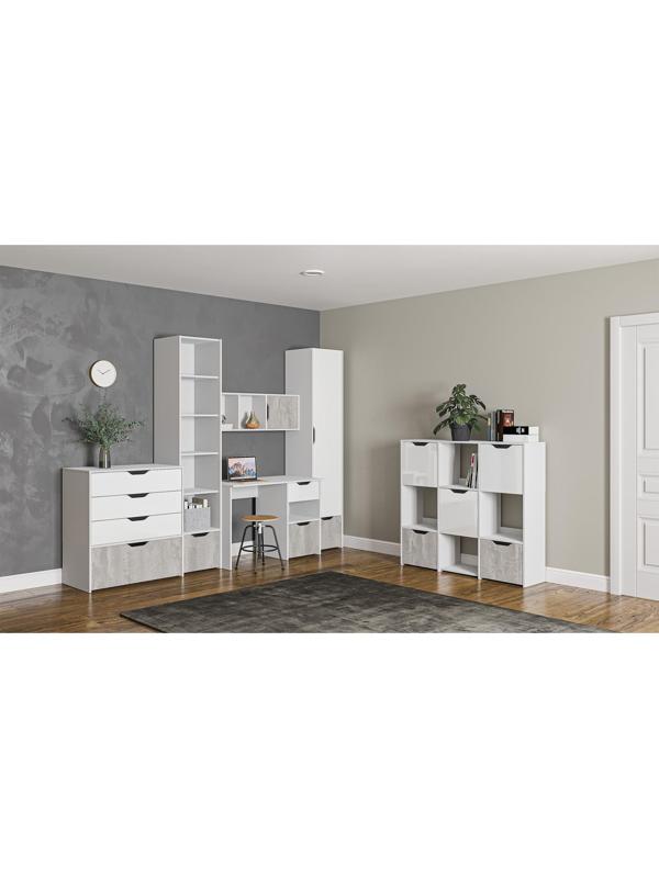 Шкаф-пенал открытый Мико 440х420х2050 бриллиант/Бетон