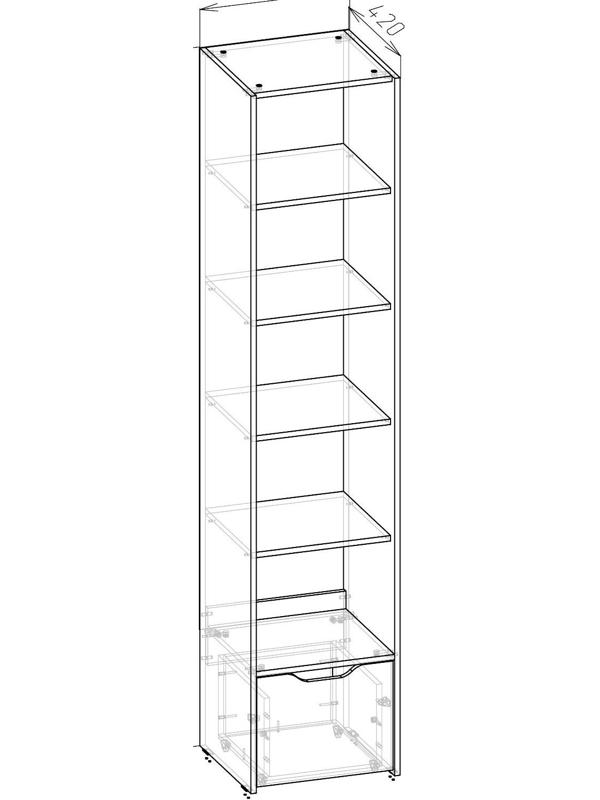 Шкаф-пенал открытый Мико 440х420х2050 бриллиант/Бетон