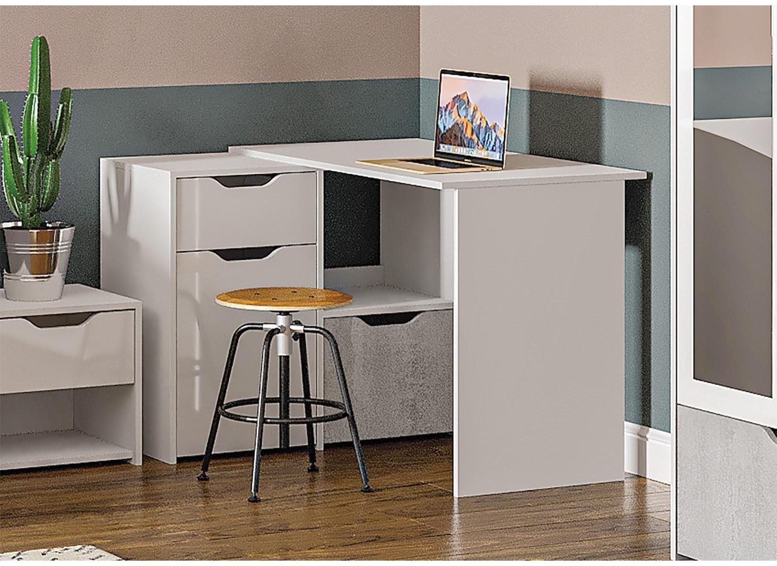 Стол угловой Левый Мико 1100х960х750 белый/бриллиант/Бетон