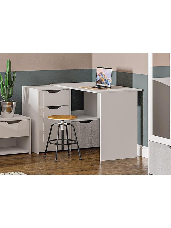 Стол угловой Левый Мико 1100х960х750 белый/бриллиант/Бетон