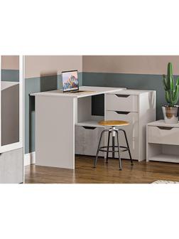 Стол угловой Правый Мико 1100х960х750 белый/бриллиант/Бетон