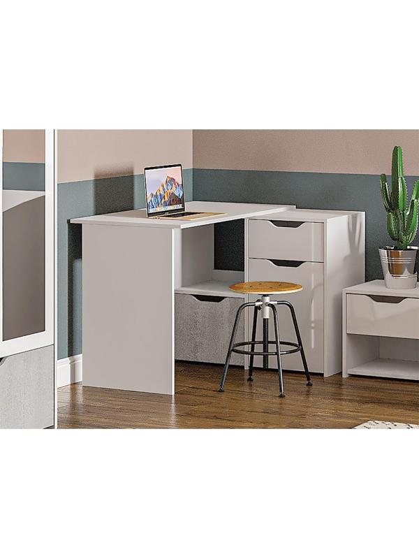 Стол угловой Правый Мико 1100х960х750 белый/бриллиант/Бетон