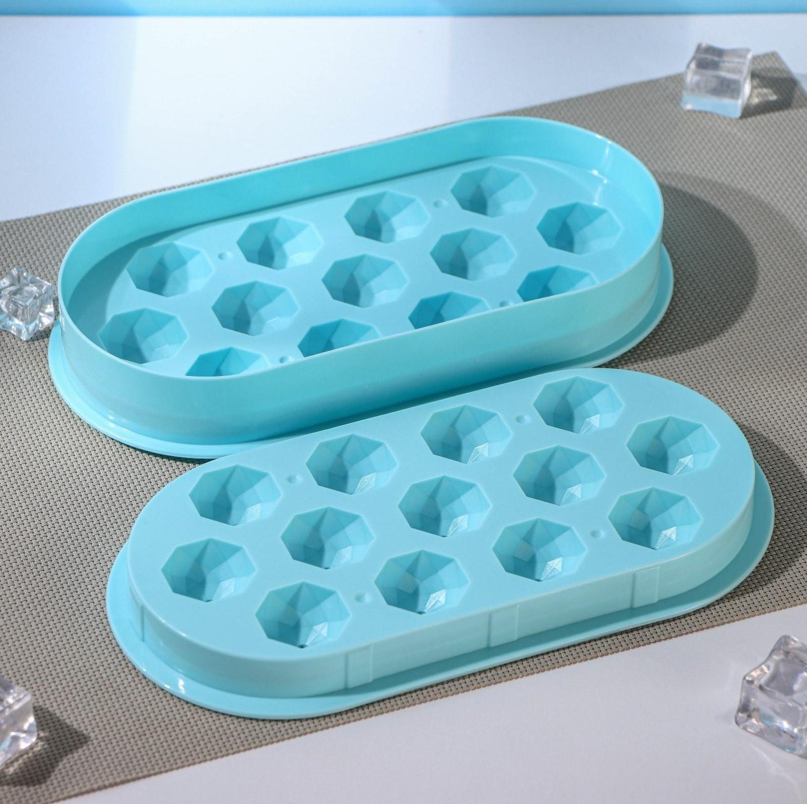 Форма для льда Доляна «Алмазы», 13 ячеек, 24,5×12,4×4 см, ячейка 3×3×3 см