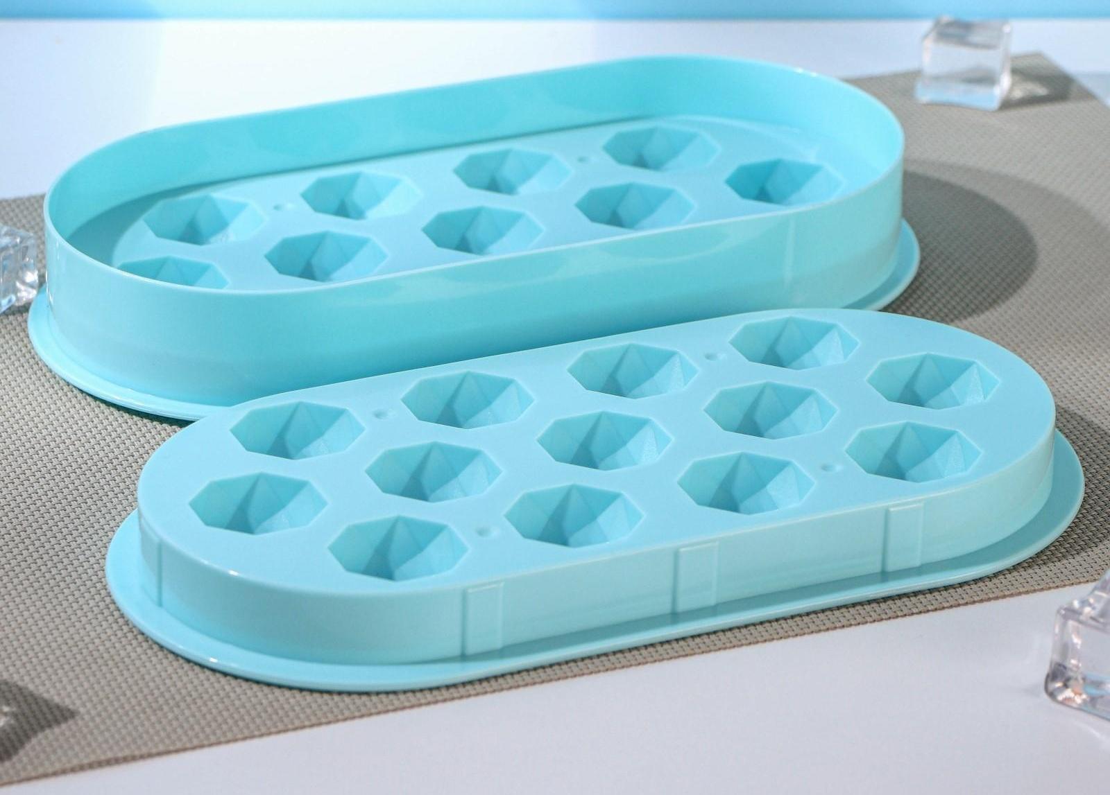 Форма для льда Доляна «Алмазы», 13 ячеек, 24,5×12,4×4 см, ячейка 3×3×3 см