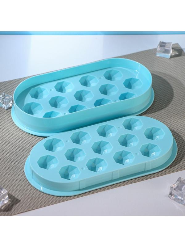 Форма для льда Доляна «Алмазы», 13 ячеек, 24,5×12,4×4 см, ячейка 3×3×3 см