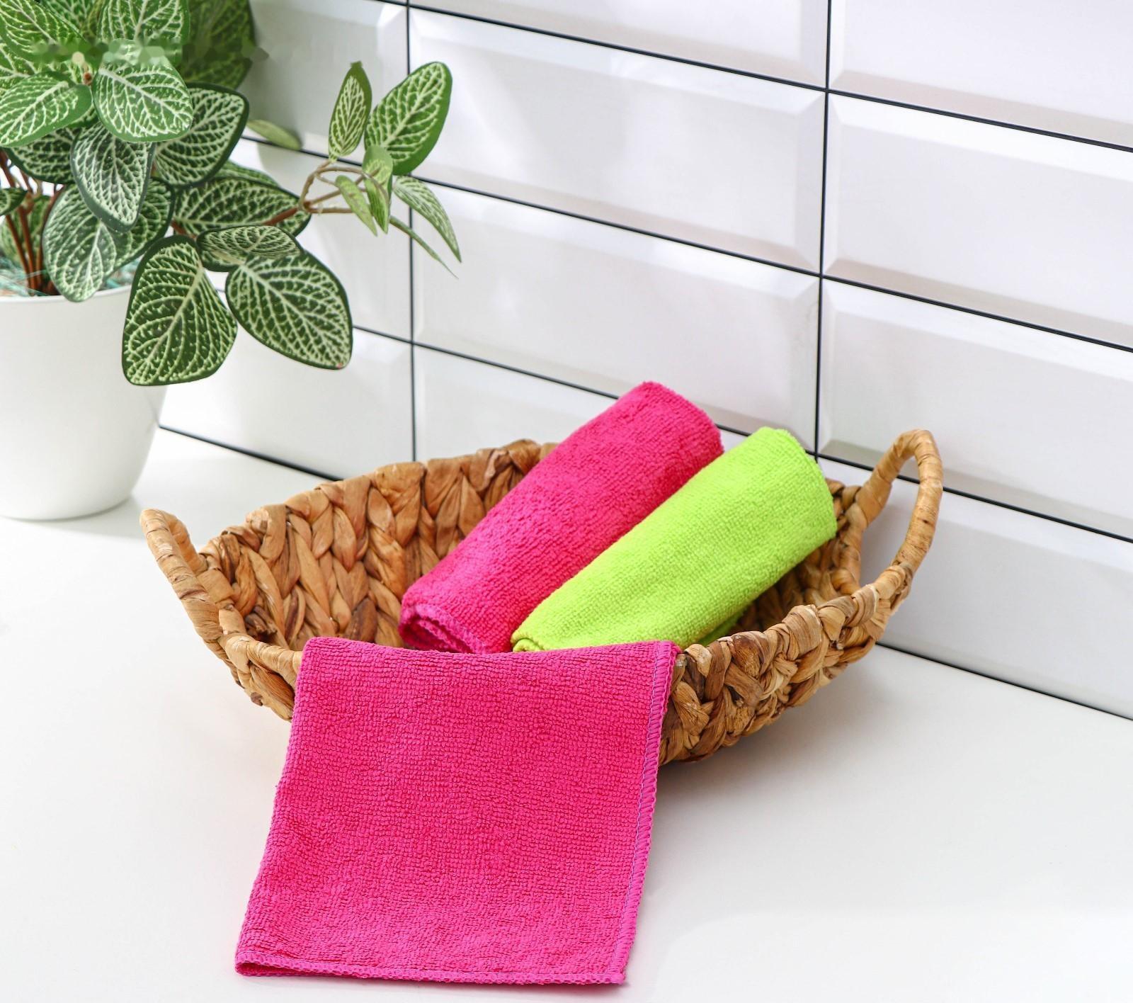 Салфетки универсальные Доляна, 3 шт, 30×30 см, микрофибра, 220 гр, с оверлоком