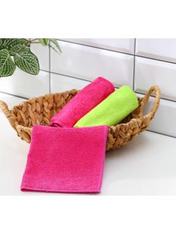 Салфетки универсальные Доляна, 3 шт, 30×30 см, микрофибра, 220 гр, с оверлоком