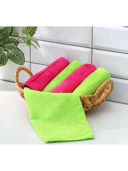 Салфетки универсальные Доляна, 5 шт, 30×30 см, микрофибра, 220 гр, с оверлоком