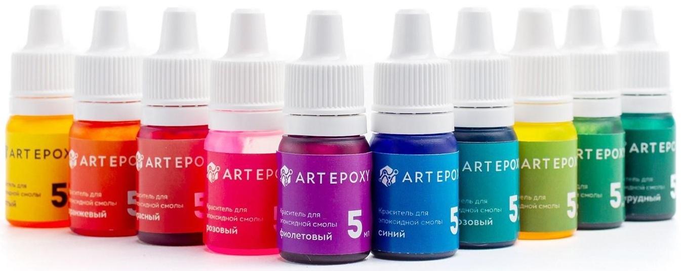 Набор жидких красителей для эпоксидной смолы и силикона, 10 цветов по 5 мл