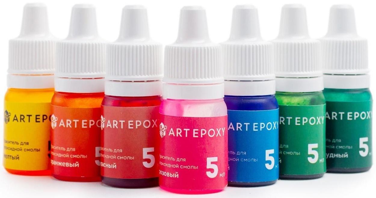 Набор жидких красителей для эпоксидной смолы и силикона, 7 цветов по 5 мл